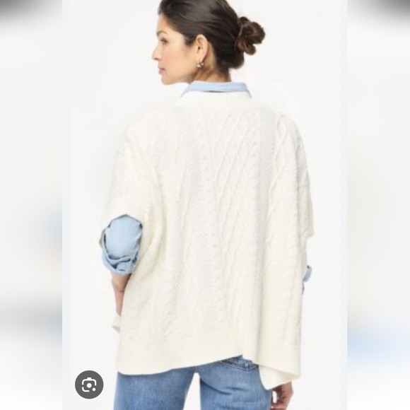 J. Crew Cream Cable Knit Poncho Sweater - Picture 2 of 6